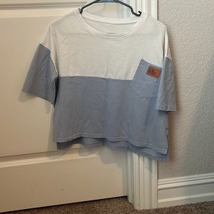 Blue and White crop tee shirt